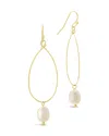 Sterling Forever 14k Plated 10mm Pearl Teardrop Dangle Earrings In Gold