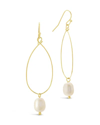 Sterling Forever 14k Plated 10mm Pearl Teardrop Dangle Earrings In Gold