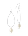 Sterling Forever Rhodium Plated 10mm Pearl Teardrop Dangle Earrings In Silver