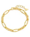 Sterling Forever Tegan Textured Long Link Bracelet In Gold