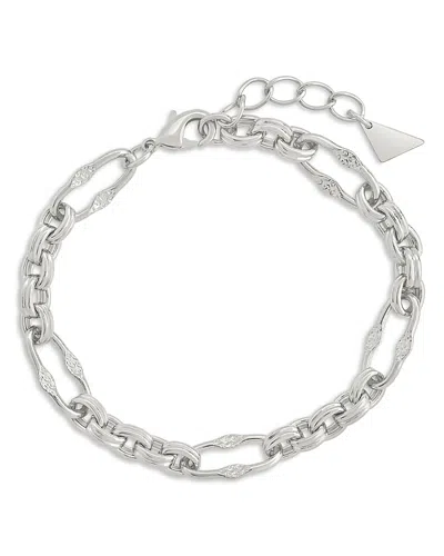 Sterling Forever Tegan Oval Link Bracelet In Silver