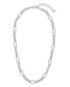 Sterling Forever Tegan Textured Long Link Necklace In Silver
