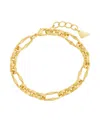 Sterling Forever Tegan Textured Long Link Bracelet In Gold