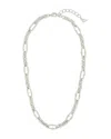 Sterling Forever Tegan Textured Long Link Necklace In Metallic