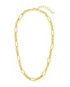 Sterling Forever 14k Plated Tegan Textured Long Link Necklace In Gold