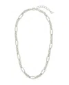Sterling Forever Tegan Textured Long Link Necklace In Silver
