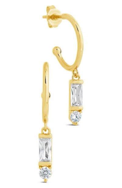 Sterling Forever Teigen Cz Drop Hoop Earrings In Gold