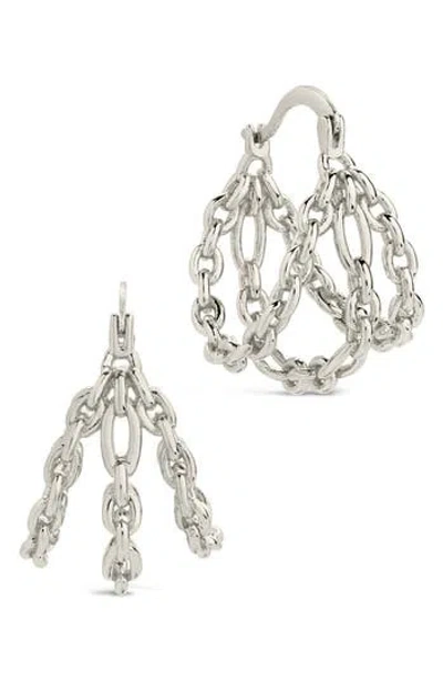 STERLING FOREVER STERLING FOREVER TENLY CHAIN LINK HOOP EARRINGS