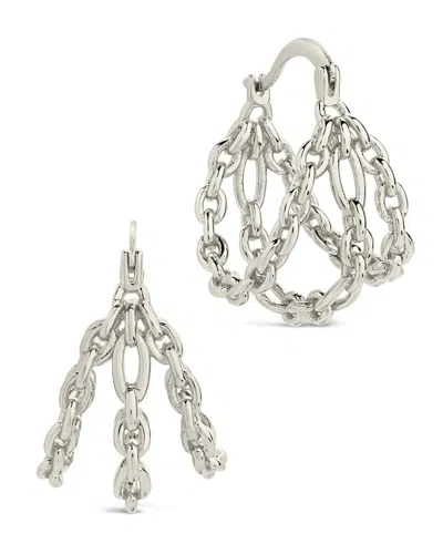 Sterling Forever Tenly Chain Link Hoop Earrings In Silver