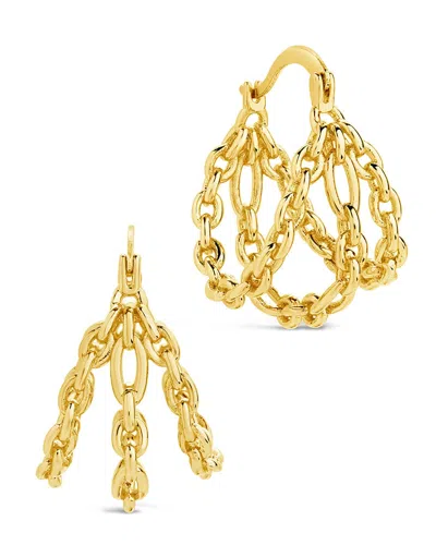 Sterling Forever Tenly Chain Link Hoop Earrings In Gold