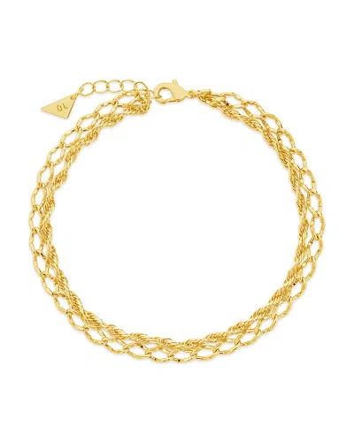 Sterling Forever Tessa Layered Chain Anklet In Gold