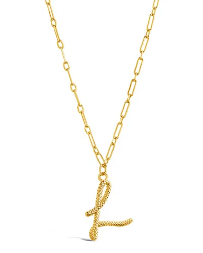 Sterling Forever Textured Initial Charm Pendant Necklace In Gold