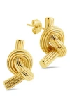 Sterling Forever Textured Love Knot Stud Earrings In Gold