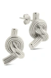 Sterling Forever Textured Love Knot Stud Earrings In Silver