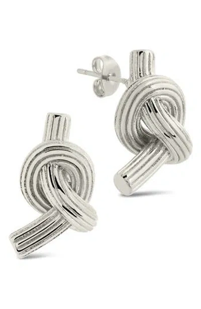 Sterling Forever Textured Love Knot Stud Earrings In Silver