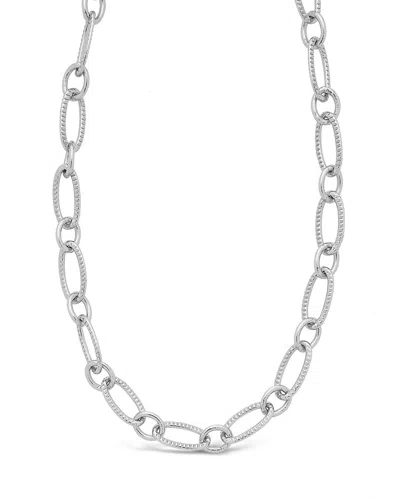 Sterling Forever Textured Oval Link Chain In Metallic