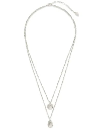 STERLING FOREVER STERLING FOREVER TEXTURED PENDANT LAYERED NECKLACE