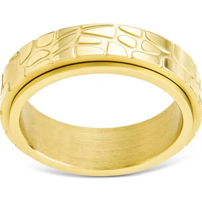 Sterling Forever Textured Spinner Ring In Gold