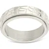 Sterling Forever Textured Spinner Ring In Silver