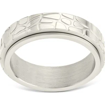 Sterling Forever Textured Spinner Ring In Silver