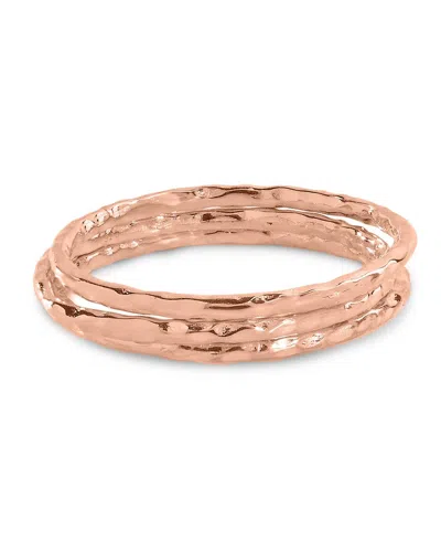 Sterling Forever Textured Triple Band Ring Set In Gold