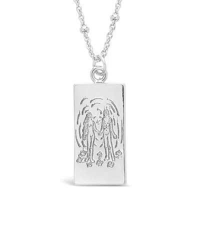 Sterling Forever The Lovers Tarot Card Necklace In Metallic