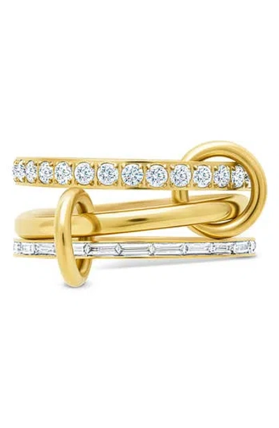 Sterling Forever Thea Cubic Zirconia Linked Stacking Band Rings In Gold