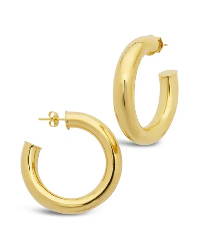 Sterling Forever Thick Hollow Hoops In Blue