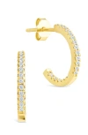 Sterling Forever Sterling Silver Thin Bezel Statement Hoops In Gold
