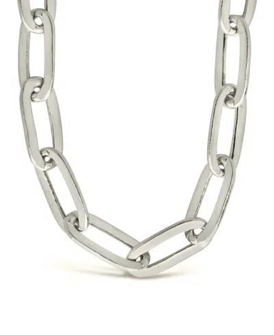 Sterling Forever Thin Paperclip Chain Necklace In Metallic