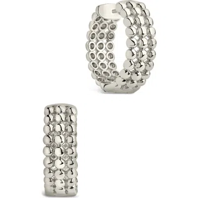 Sterling Forever Three Row Bubble Hoops In Silver