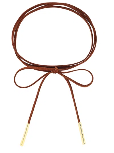 Sterling Forever Tied Up Choker Necklace In Brown In Gold