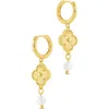 Sterling Forever Tilda Freshwater Pearl Clover Drop Earrings In Gold