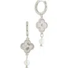 Sterling Forever Tilda Freshwater Pearl Clover Drop Earrings In Silver