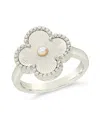 Sterling Forever Tilda Mother Of Pearl Clover Statement Ring In Silver
