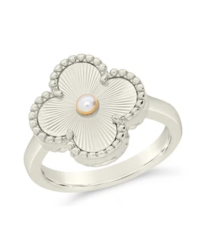 Sterling Forever Tilda Mother Of Pearl Clover Statement Ring In Silver