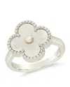 Sterling Forever Tilda Pearl & Clover Statement Ring In Metallic