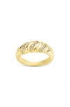 Sterling Forever Tonya Cubic Zirconia Pavé Twisted Ring In Gold