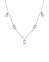 Sterling Forever Tori Stationed Bezel Cz Charm Necklace In Metallic