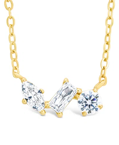 Sterling Forever Trio Cut Cubic Zirconia Pendant Necklace In Burgundy