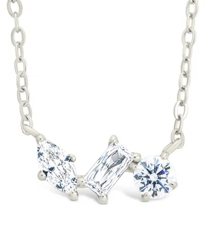 Sterling Forever Trio Cut Cubic Zirconia Pendant Necklace In Orange