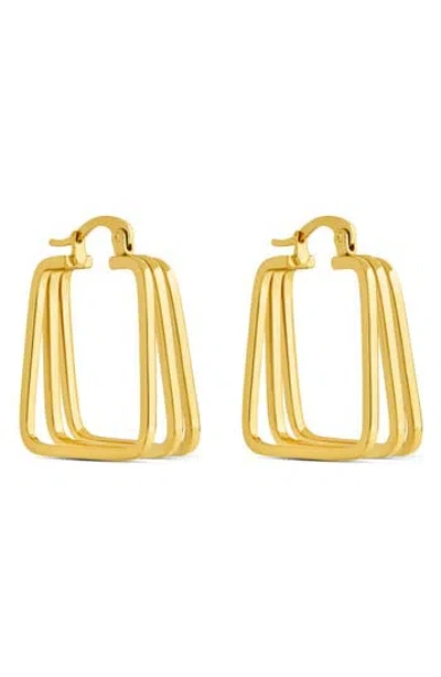 Sterling Forever Triple Bar Hoop Earrings In Gold