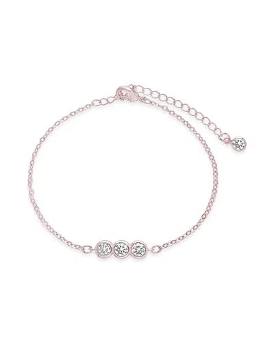 Sterling Forever Triple Bezel Set Cz Bracelet In Multi