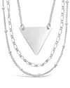 Sterling Forever Triple Chain Layered Triangle Necklace