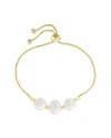Sterling Forever Triple Pearl Slider Bracelet In Gold