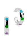 Sterling Forever Gold-tone Or Silver-tone Colorful Enamel Enamel Accent Ear Cuff Set Of 2 In Silver