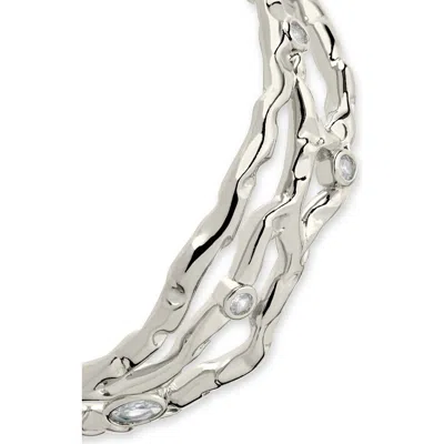 Sterling Forever Tully Cubic Zirconia Molten Cuff Bracelet In Silver