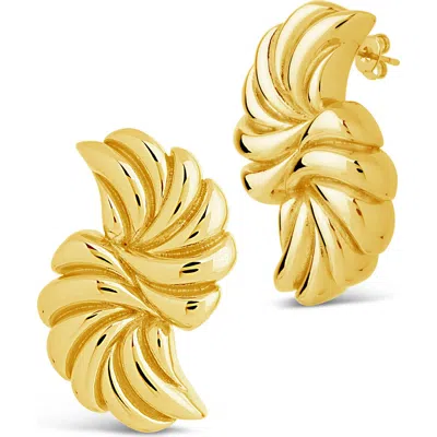 Sterling Forever Twisted Croissant Stud Earrings In Gold