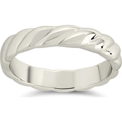 Sterling Forever Twisted Rope Elowyn Ring In Silver