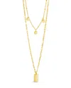 Sterling Forever Two Layer Tag & Disk Charm Layered Necklace In Gold